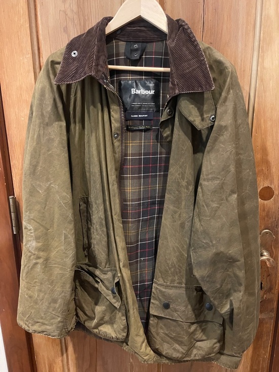 Barbour Other - Barbour Olive Waxed Cotton Field Jacket with Brown Corduroy Collar